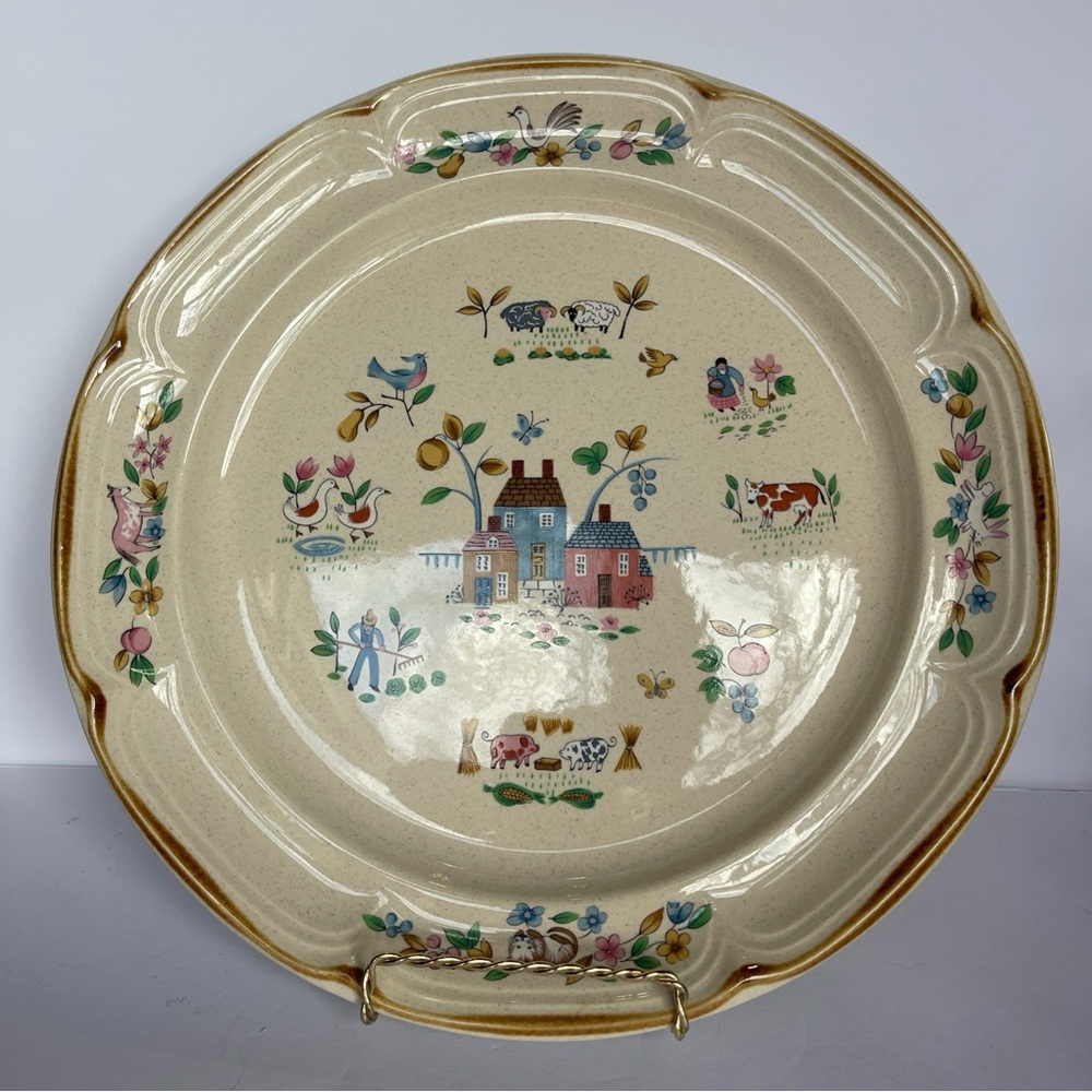International Heartland  Farmhouse Ceramic Dinner Platter 12” Vintage Grandma